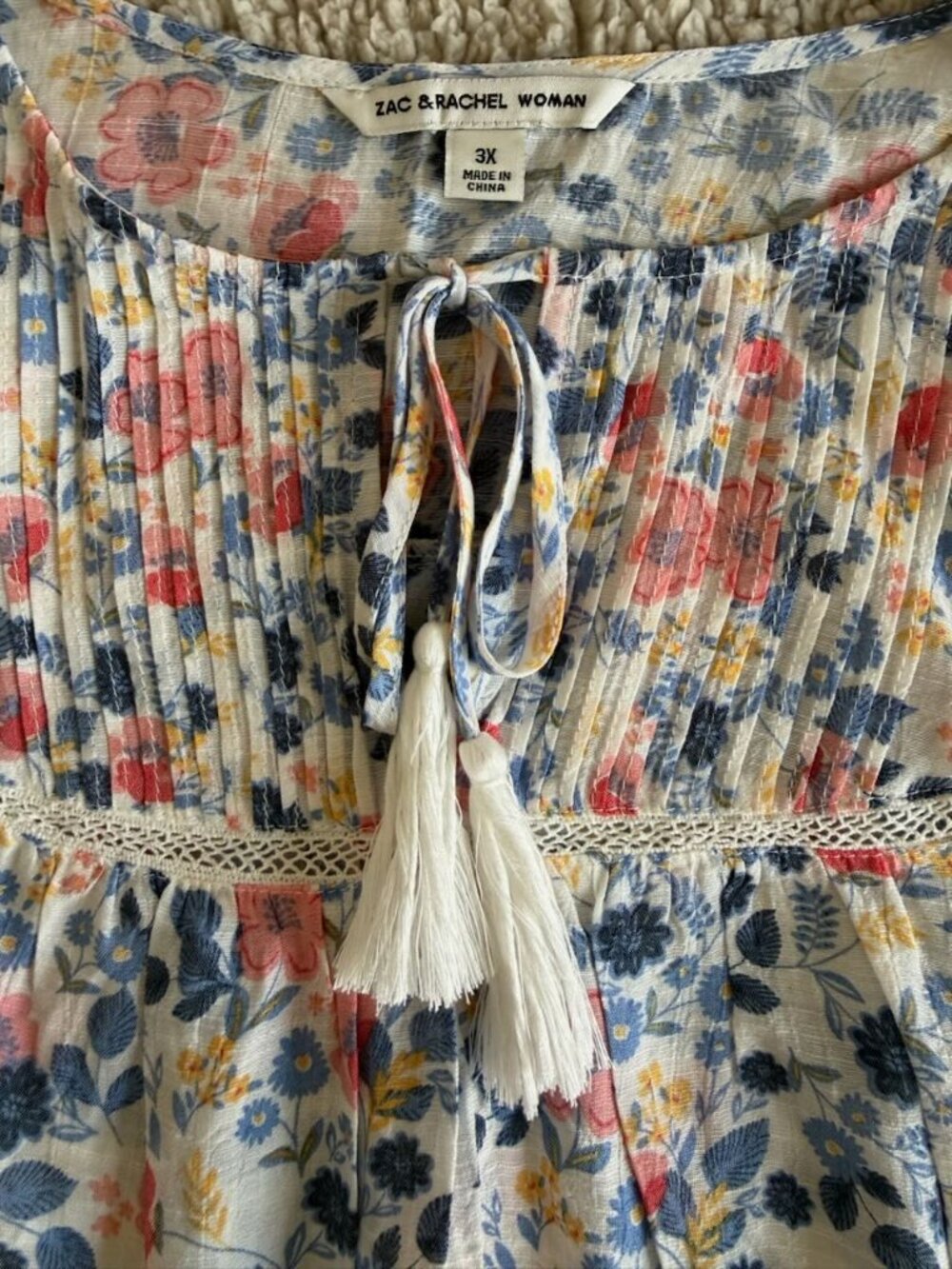 Zac & Rachel NWT Lightweight Breezy Floral on White Blouse - Size 3X - Picture 2 of 10